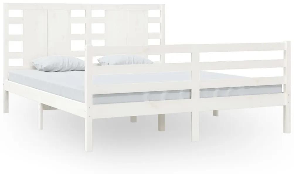 3104294 vidaXL Cadru de pat, alb, 160x200 cm, lemn masiv de pin