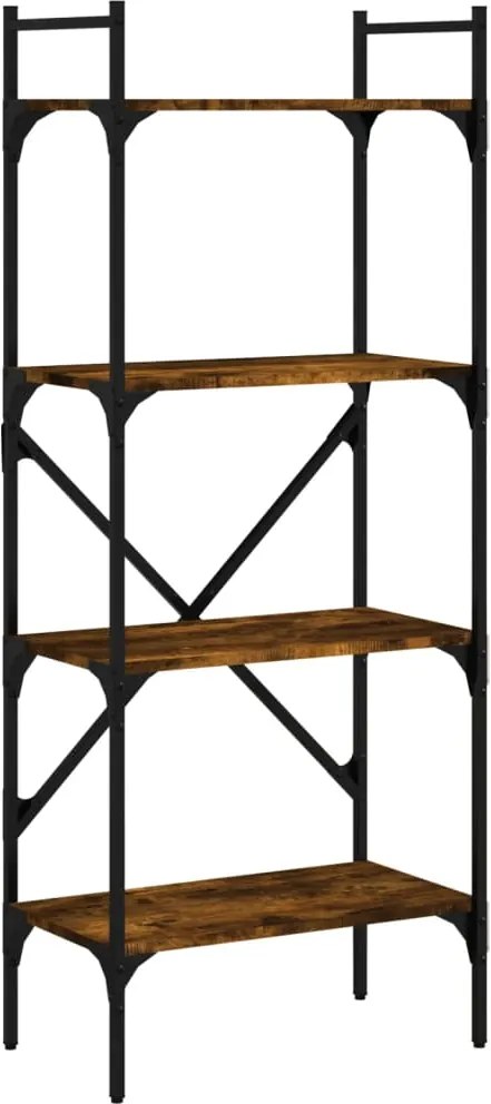 vidaXL Bibliotecă cu 4 niveluri, stejar fumuriu, 56x31,5x138,5 cm lemn