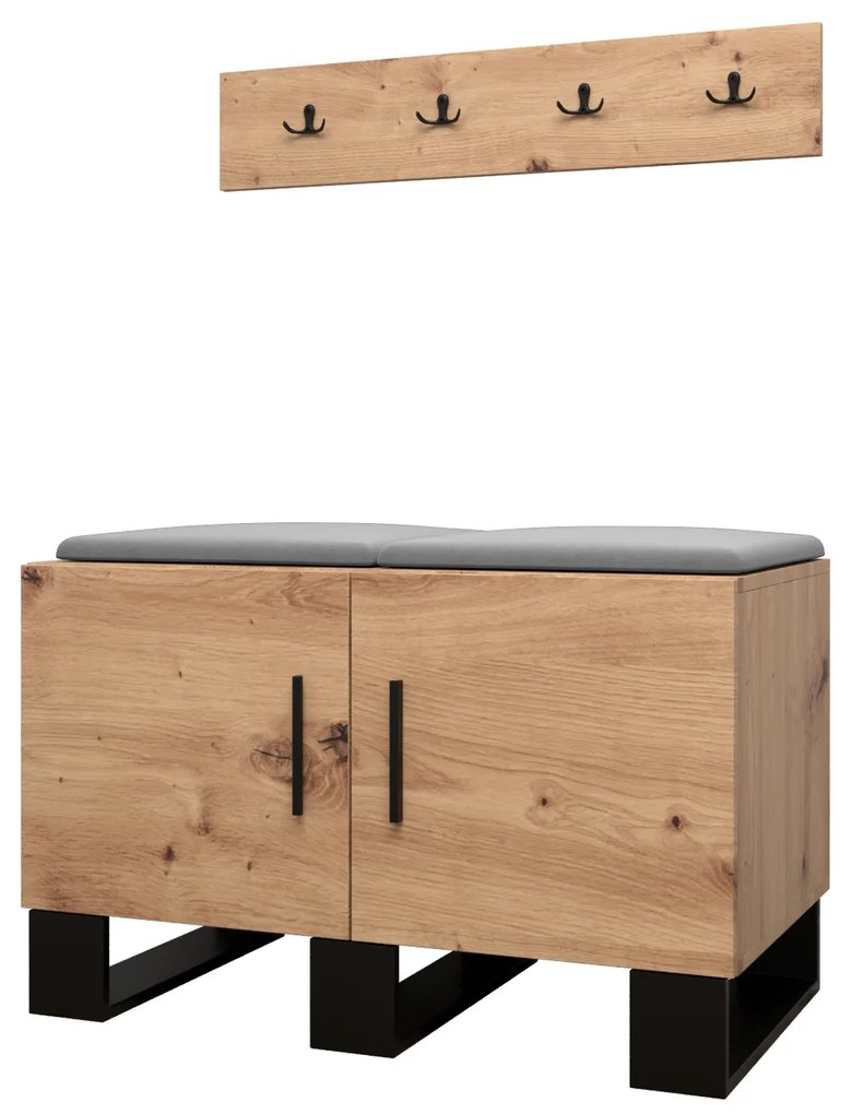 Set mobilier pentru hol Amanda 21 (Stejar artisan + gri închis). 1086040