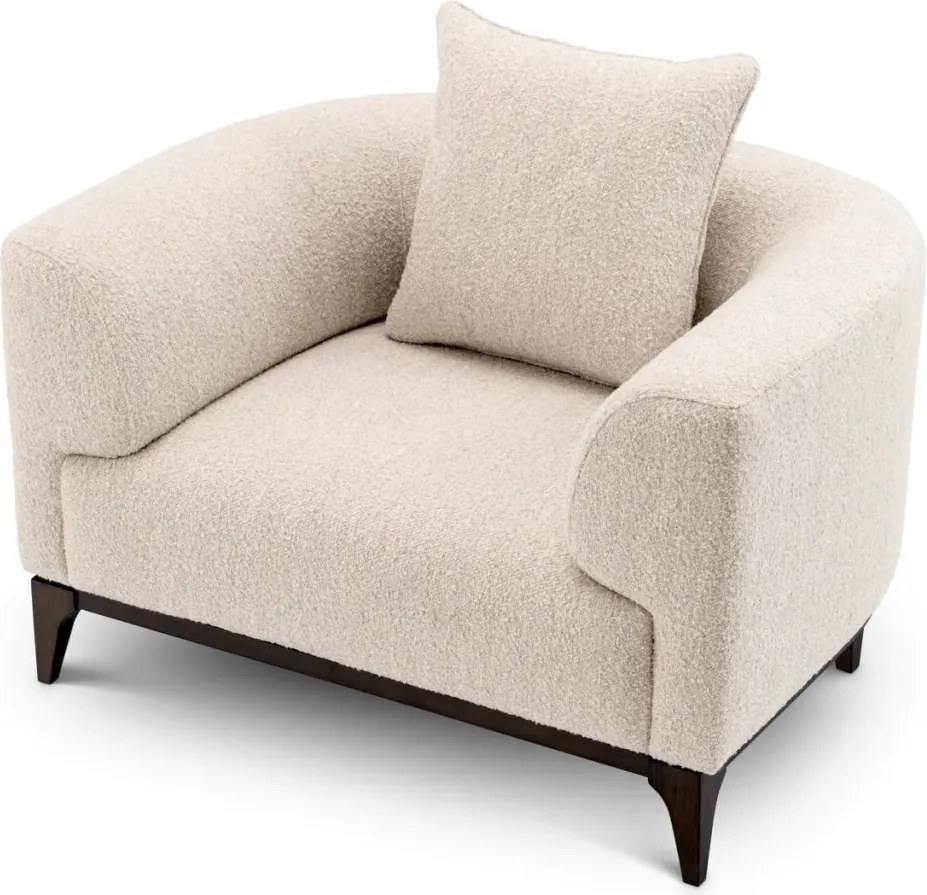 Fotoliu confortabil design LUX Brannan, Boucle chalk white