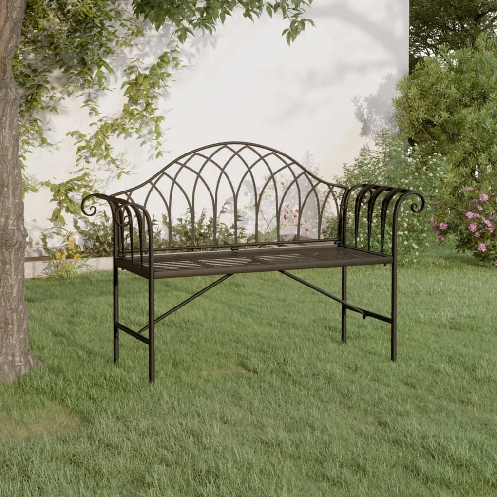 318828 vidaXL Bancă de grădină cu 2 locuri, negru, 128 cm, oțel