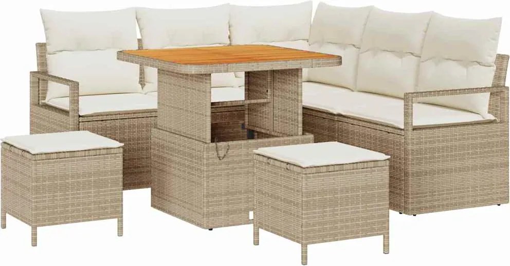 vidaXL Set de canapele pentru grădină cu pernă 8 pcs Bej și crem