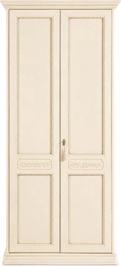Dulap lemn masiv nuc 2 Uși Bologna /Crem, 106,4 × 65,2 × 240 cm - Crem