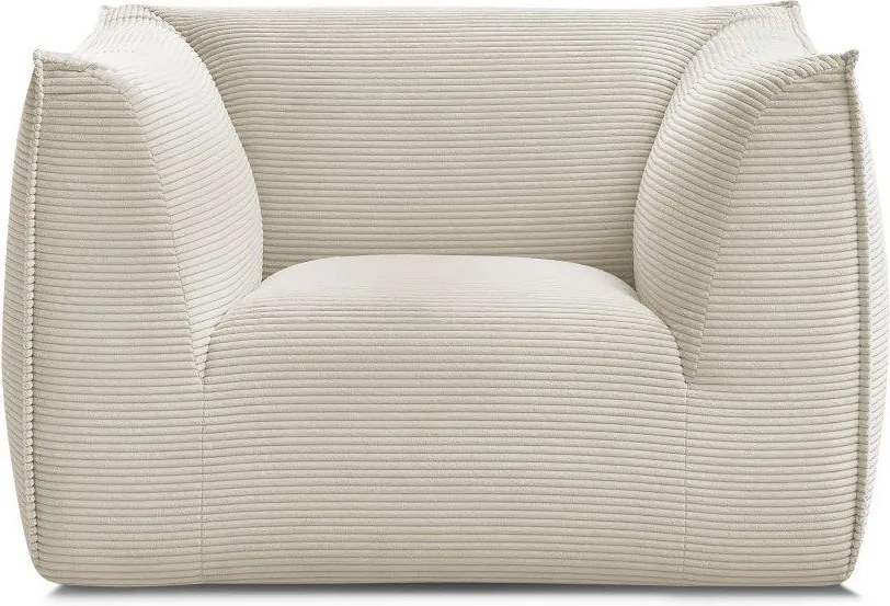 Fotoliu bej cu tapițerie din catifea reiată Giorgia – Bobochic Paris