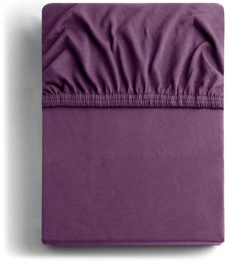 Cearceaf mov din jerseu cu elastic 160x200 cm Amber – Restilo