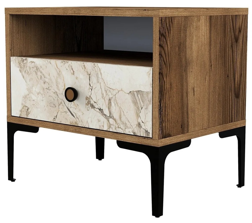Noptieră Lizbon 531 - Walnut, White