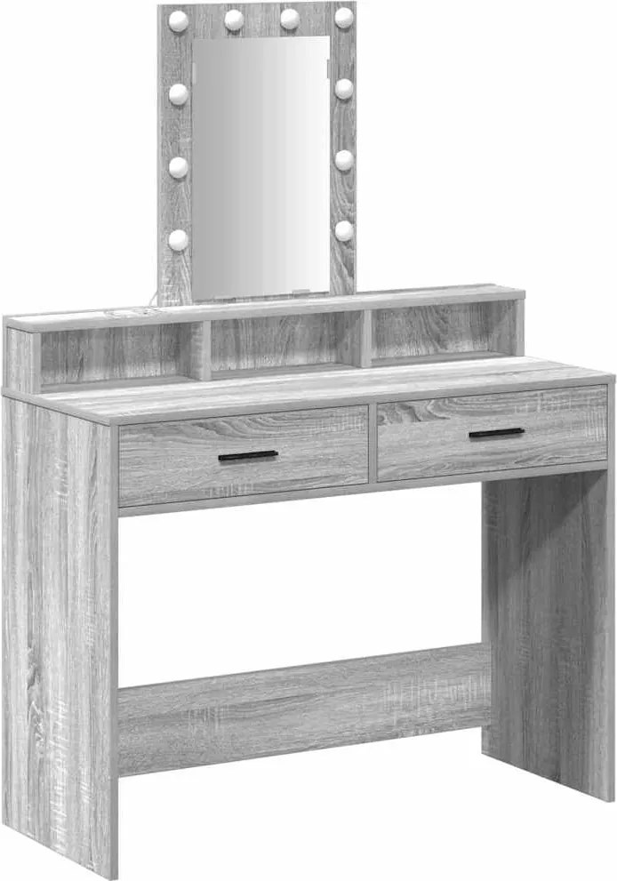 vidaXL Masă de Machiaj cu sertar Gri 100 x 41 x 140 cm Lemn compozit