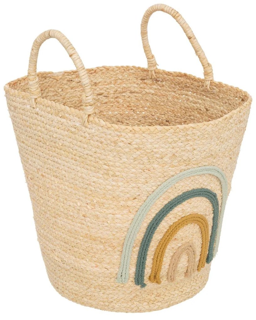 Cos pentru jucarii cu curcubeu, bumbac si fibra de porumb, inaltime 35 cm