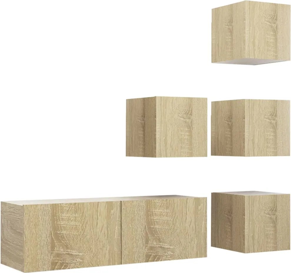 vidaXL Set dulapuri TV, 5 piese, stejar sonoma, lemn prelucrat