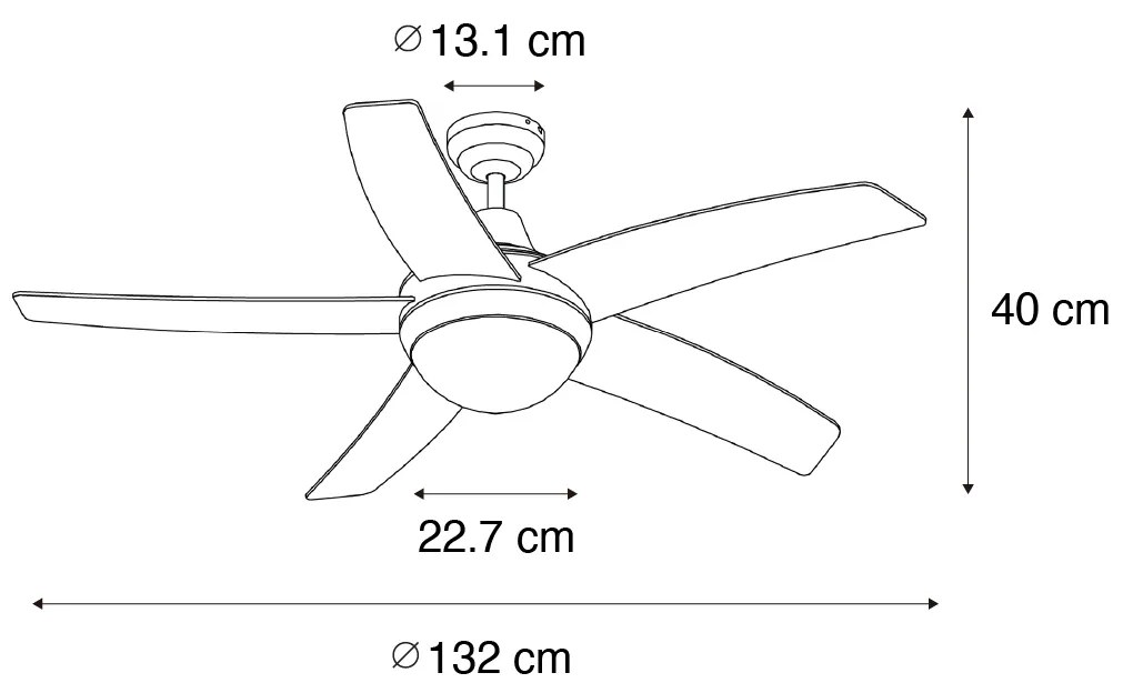 Ventilator inteligent de tavan negru cu imprimeu de lemn 132cm incl. LED Dimmable cu telecomandă - Cool