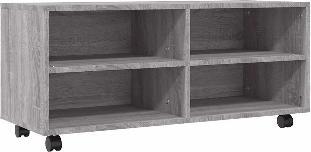 vidaXL Comodă TV cu roți, gri sonoma, 90x35x35 cm, lemn prelucrat
