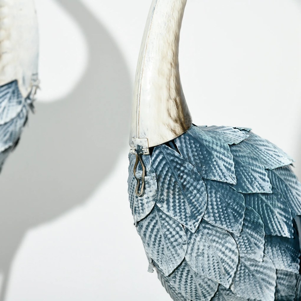 Outsunny Lot de 2 statui de grădină sculptură de cocor decorație de pasăre exterioară din oțel pentru terasă balcon curte peluză | Aosom Romania