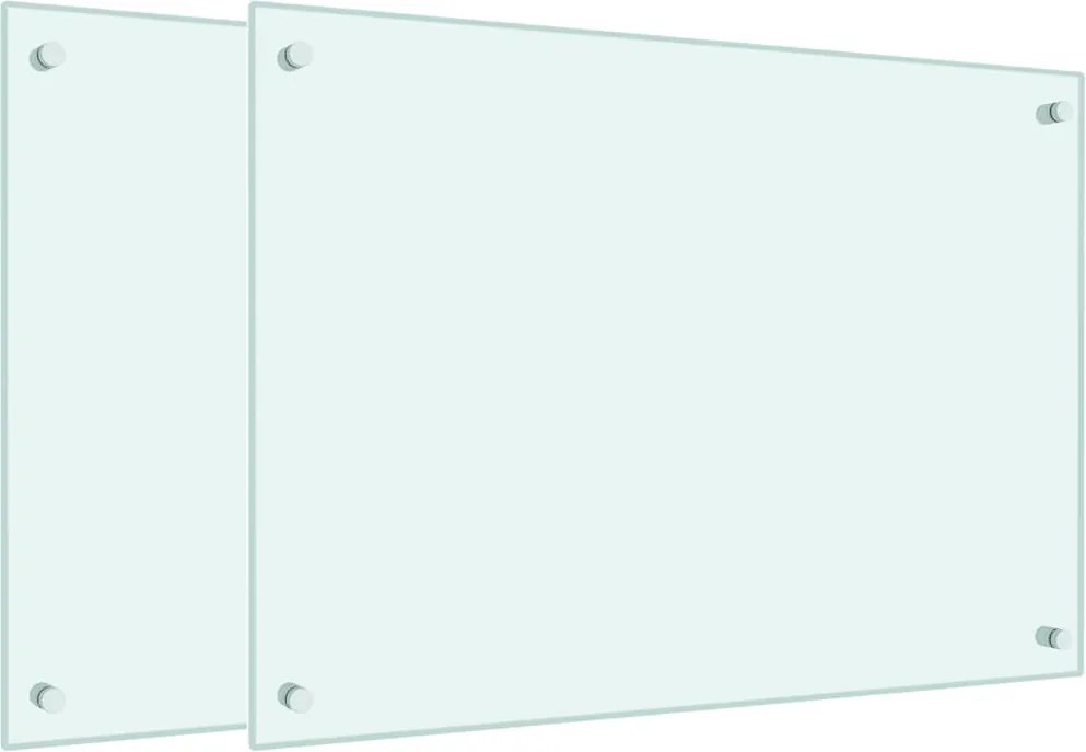 vidaXL Panou antistropi bucătărie 2 buc. alb 70x50cm sticlă securizată