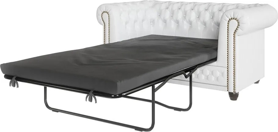 Canapea albă extensibilă cu tapițerie din imitație de piele 148 cm York – Ropez