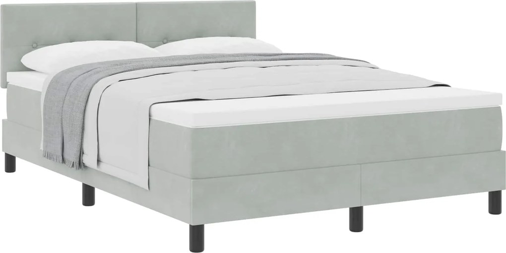 vidaXL Pat cu arcuri cu saltea Gri deschis 140 x 200 cm Catifea