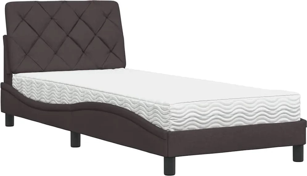 vidaXL Pat cu saltea, maro închis, 90x200 cm, textil