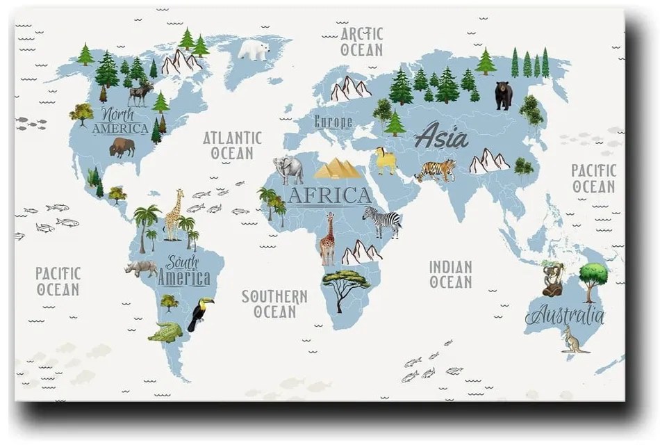 Tablou pentru copii 45x70 cm Map – Wallity