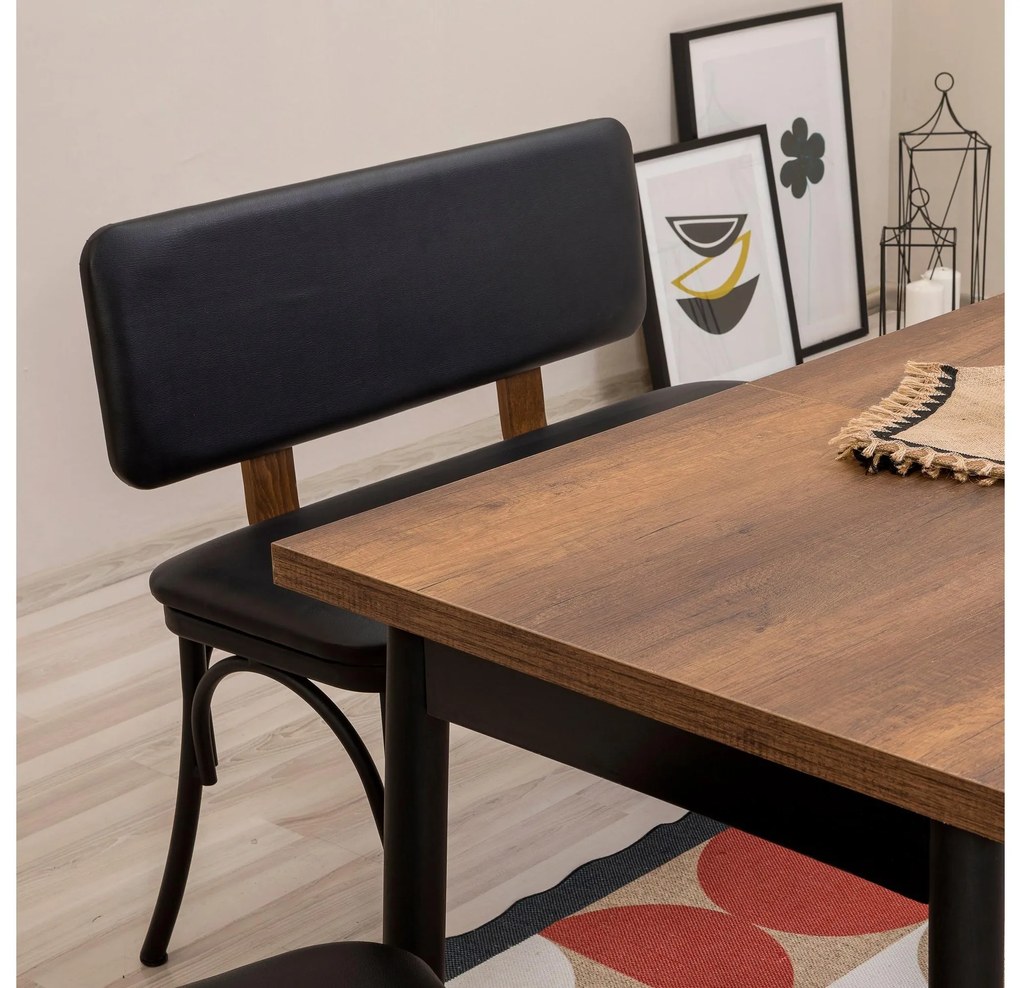 Set mobilier sufragerie Duvasa 22 (negru) (pentru 4 persoane). 1093793