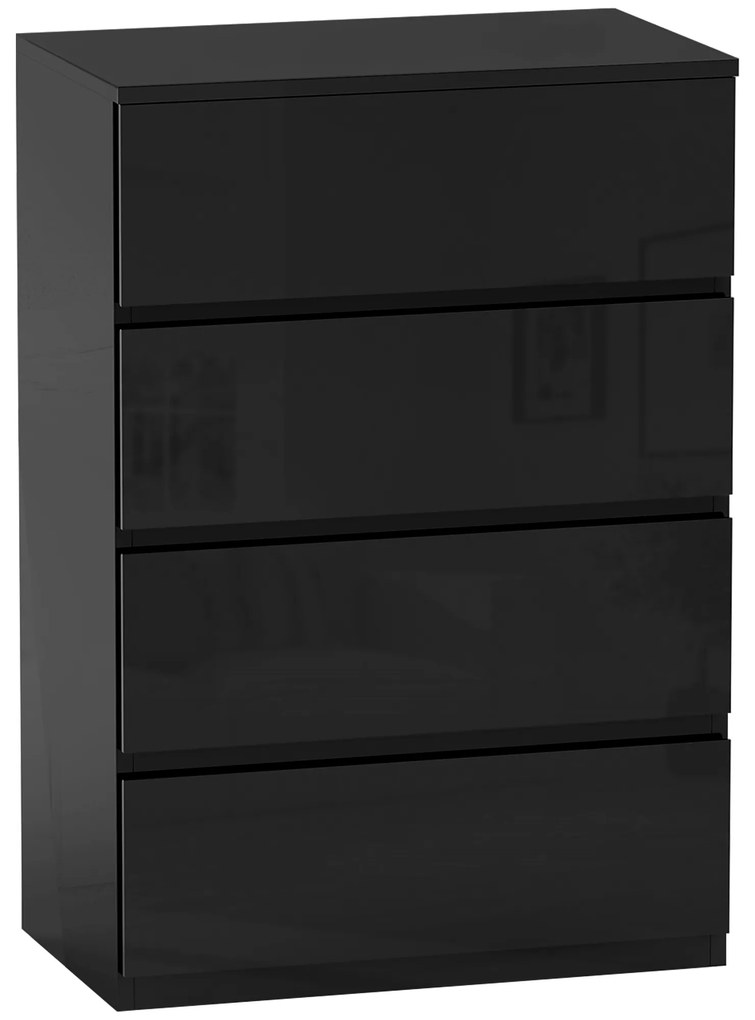 HOMCOM Comodă cu 4 sertare Comodă de stil modern pentru dormitor intrare living 55x34x80 cm Negru | Aosom Romania