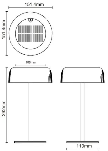 Lampă LED solară reîncărcabilă dimabilă Zuma Line DT33111 BLUET LED/2,5W/2000 mAh IP44 negru