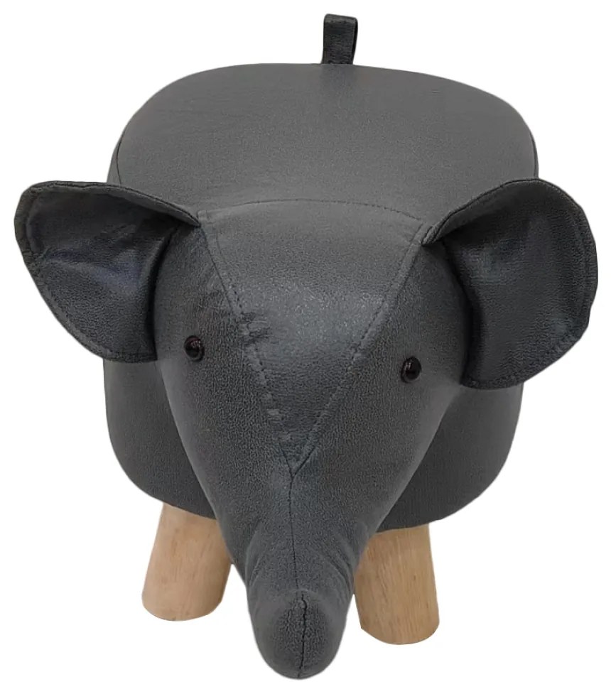 Taburet in forma de elefant, gri natural, BALBO