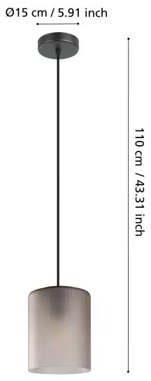 Lustră pe cablu Eglo 901162 COLOMERA 1xE27/40W/230V gri