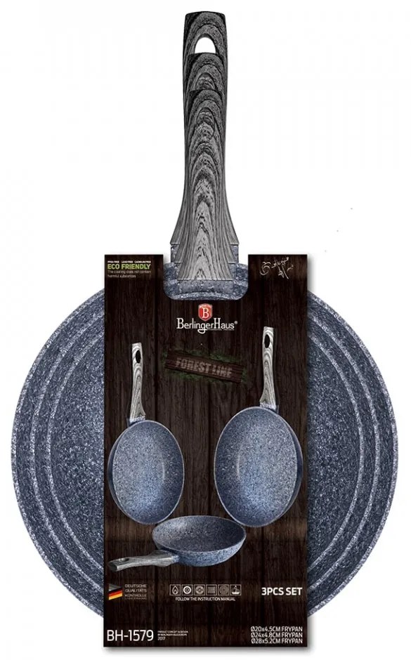 Set tigai marmorate (3 piese) din aluminiu forjat Forest Dark Gray Line Berlinger Haus BH 1579