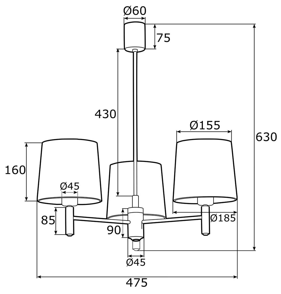 Candelabru modern design elegant PONTE 3L albastru