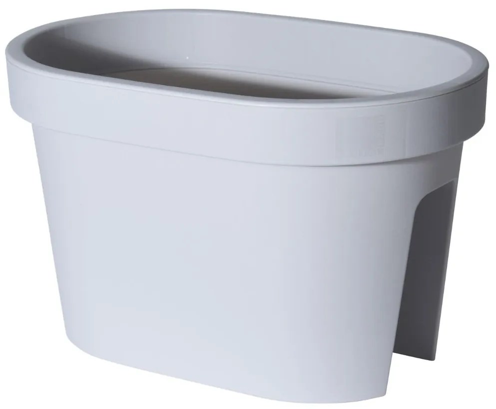 Ghiveci pentru balustradă, design oval, culoare gri urban, 26x39.5x24 cm