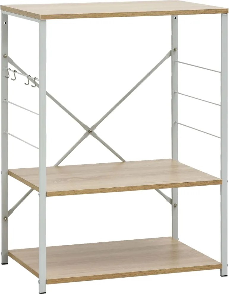 vidaXL Dulap microunde, alb/stejar, 60x39,6x79,5 cm, lemn prelucrat