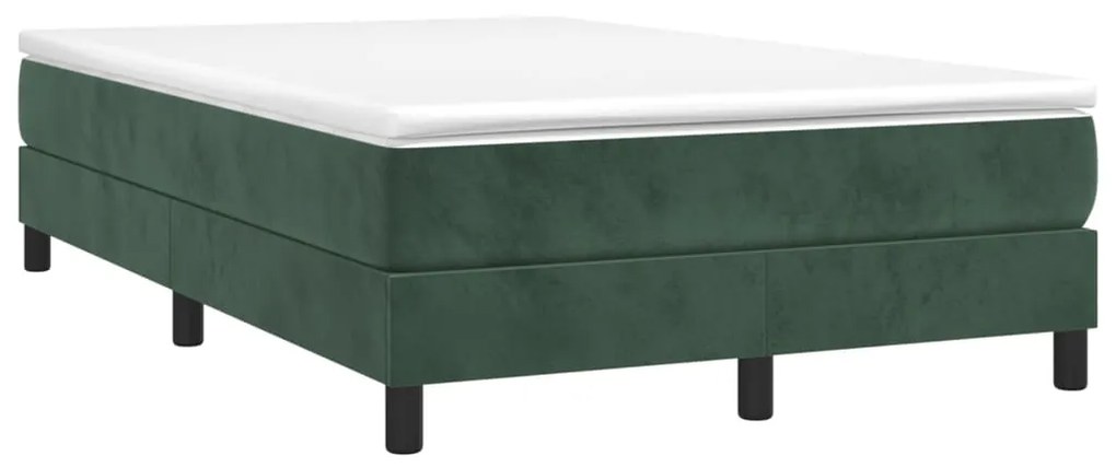 Pat box spring cu saltea, verde inchis, 120x200 cm, catifea Verde inchis, 25 cm, 120 x 200 cm