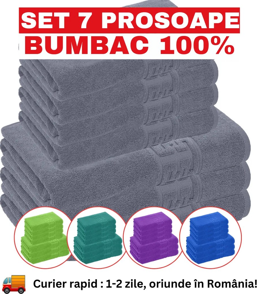 Set 7 Prosoape, Bumbac 100%, 550g/m²