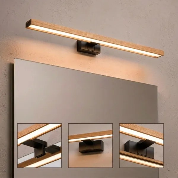 Brilagi - Iluminare LED pentru oglindă de baie 3-în-1 WOODY MIRROR LED/15W/230V IP44 negru/stejar
