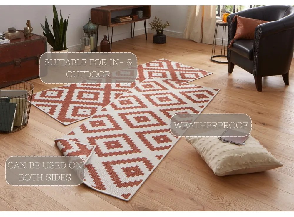 Covor adecvat pentru exterior NORTHRUGS Malta, 80 x 250 cm, maro - crem