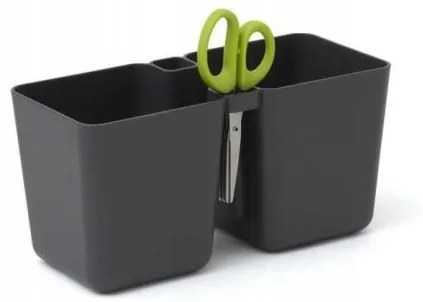 Ghiveci decorativ de flori, dublu, antracit, 2.5 L, 24.4x11x12 cm, Twins Cube