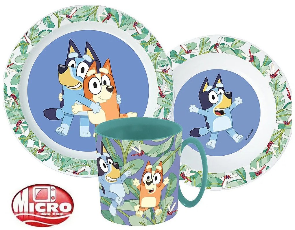 Bluey Leaves set de vase, set de plastic micro cu cană 265 ml