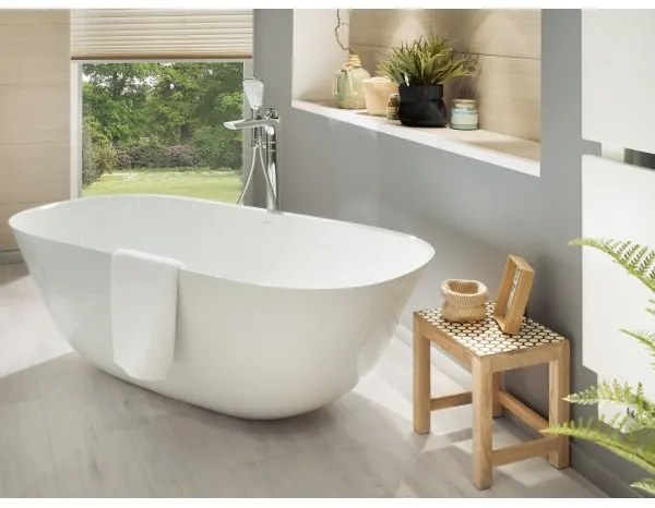 Cada free-standing, Villeroy&amp;Boch Theano, compozit Quaryl, 175x80cm, Alb Alpin, UBQ175ANH7F200V-01