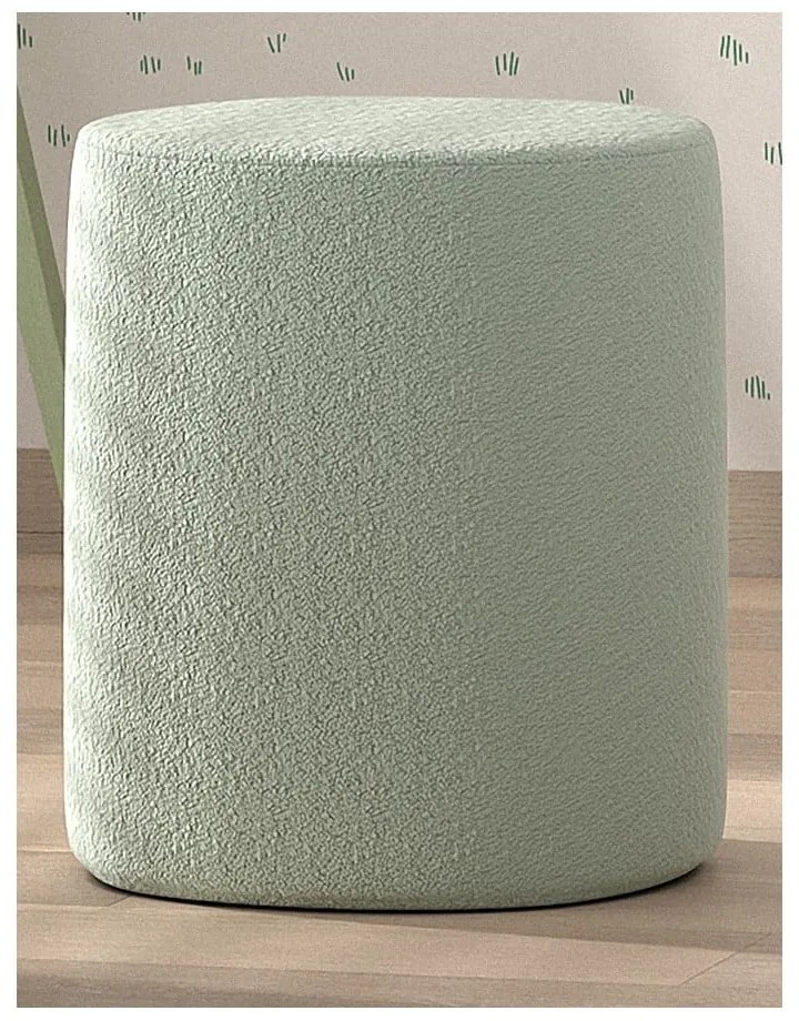 Puf de copii verde deschis cu tapițerie din stofă bouclé MOON – Vipack