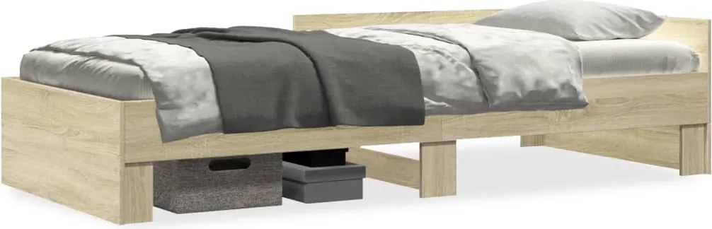 vidaXL Cadru pat fără saltea stejar sonoma, 90x190 cm, lemn prelucrat