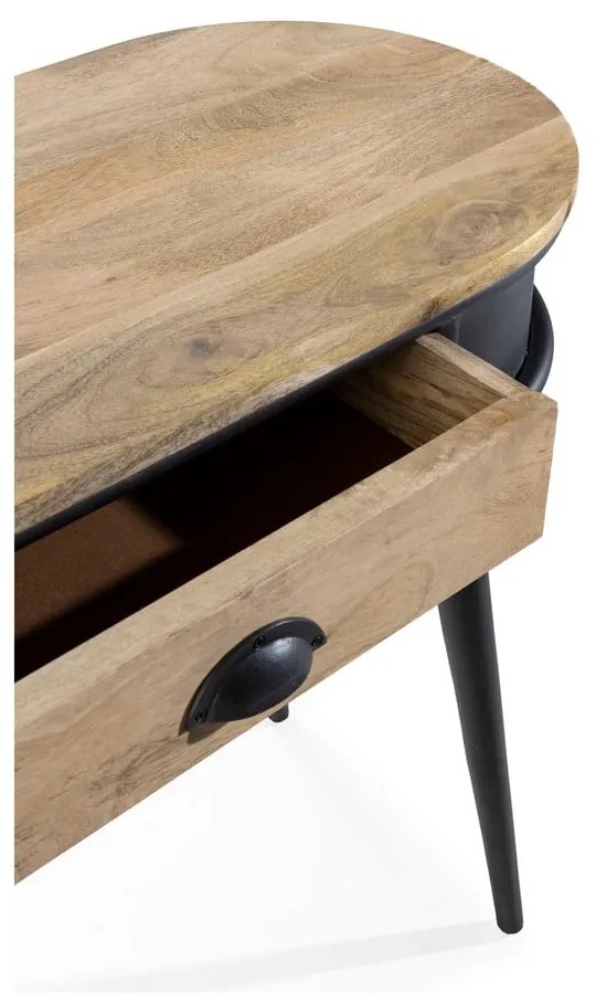 Masă consolă neagră/în culoare naturală 38x90 cm Delhi – MOME