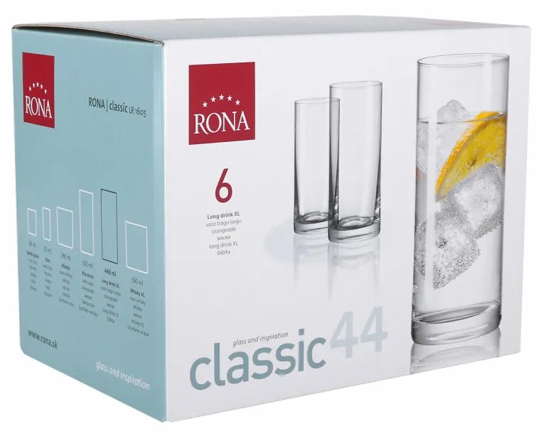 Set 6 pahare long drink 440ml, RONA Classic