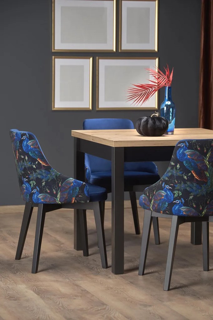 Masa patrata Tiago extensibila L90-125 cm stejar craft/negru