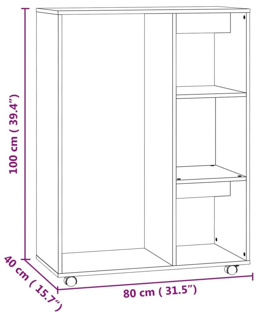 Sifonier, stejar sonoma, 80x40x110 cm, PAL Stejar sonoma, 1