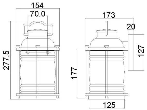 Aplică de exterior Kichler KL-ASHLANDBAY2-S-BU ASHLAND BAY 1xE27/60W/230V IP44