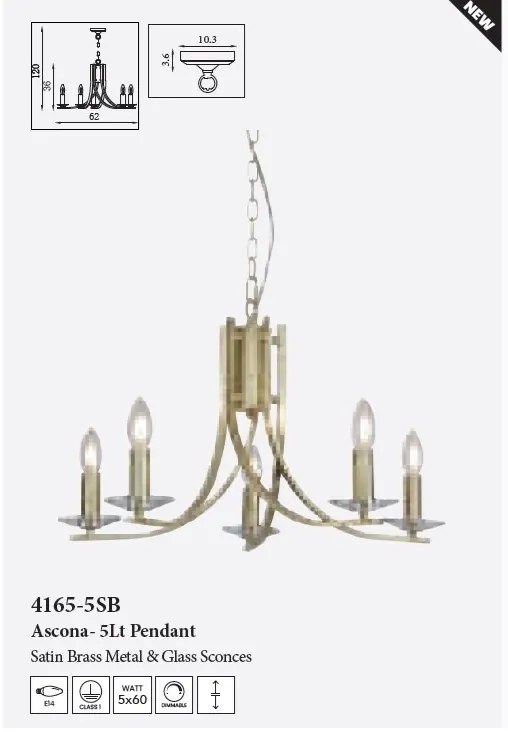 Candelabru stil elegant metal alama Ascona 5L
