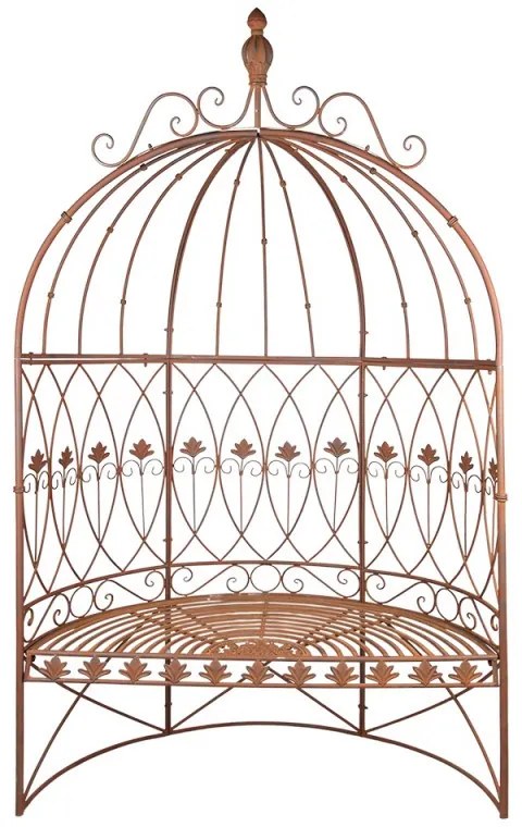 Foisor de gradina cu banca, maro, din metal, aspect vintage