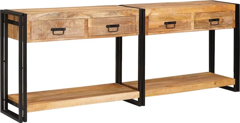 vidaXL Mese consolă 2 pcs Maro 200 x 33 x 75 cm Lemn de mango solid