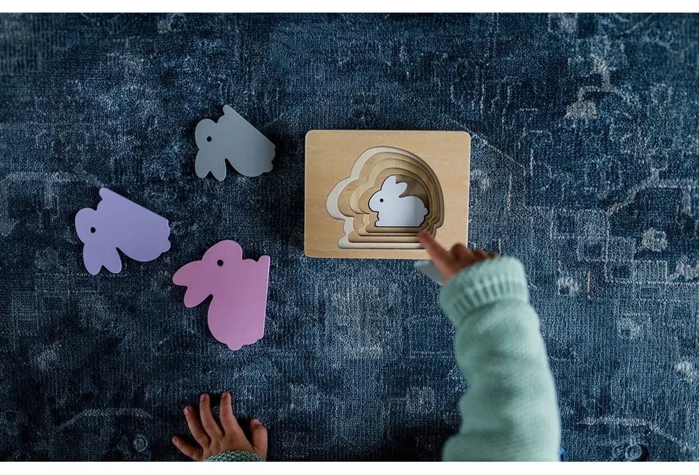 Puzzle din lemn pentru copii Kindsgut Rabbit