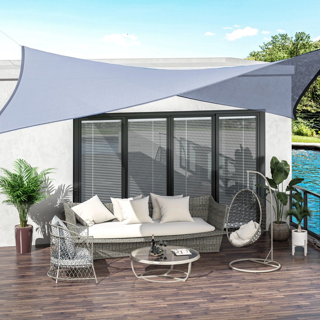 Outsunny Voile d'ombrage rectangulaire 4 x 3 m polietilen de înaltă densitate Protecție UV Cu sac de depozitare - Nuanță de gri | Aosom Romania