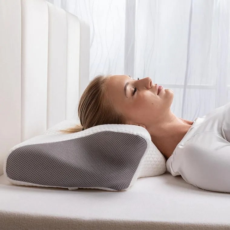 decoDoma Pernă ergonomică din spumă cu memorie alb-gri 60 x 35 cm